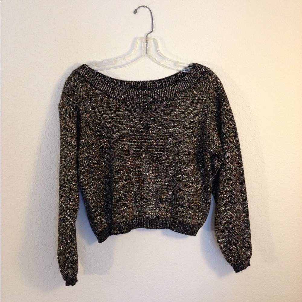 Vintage Cara Soho Knit Sweater Black and Gold Size Small